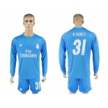 Real Madrid #31 R.Yanez Sky Blue Goalkeeper Long Sleeves Soccer Club Jersey