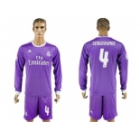 Real Madrid #4 Sergio Ramos Away Long Sleeves Soccer Club Jersey 1