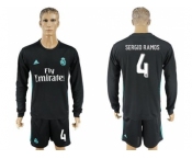 Real Madrid #4 Sergio Ramos Away Long Sleeves Soccer Club Jersey