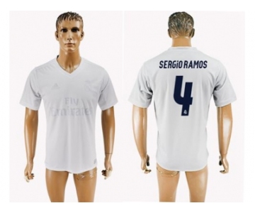 Real Madrid #4 Sergio Ramos Marine Environmental Protection Home Soccer Club Jersey 1