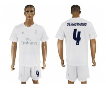 Real Madrid #4 Sergio Ramos Marine Environmental Protection Home Soccer Club Jersey