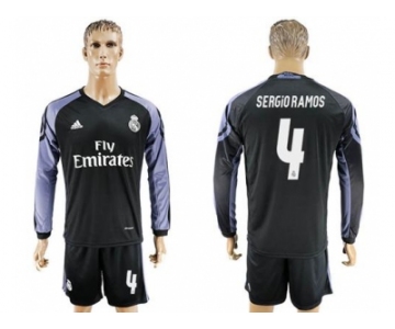 Real Madrid #4 Sergio Ramos Sec Away Long Sleeves Soccer Club Jersey 1