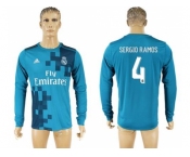 Real Madrid #4 Sergio Ramos Sec Away Long Sleeves Soccer Club Jersey