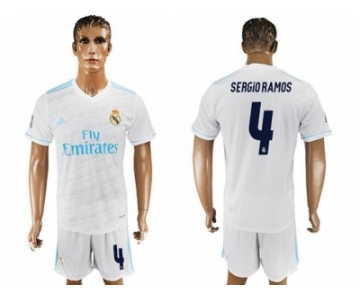 Real Madrid #4 Sergio Ramos White Home Soccer Club Jersey 2