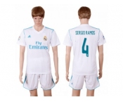 Real Madrid #4 Sergio Ramos White Home Soccer Club Jersey