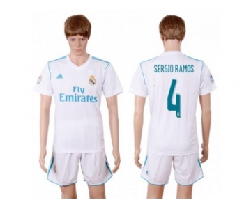 Real Madrid #4 Sergio Ramos White Home Soccer Club Jersey