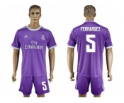 Real Madrid #5 Fernandez Away Soccer Club Jersey