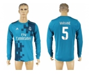 Real Madrid #5 Varane Sec Away Long Sleeves Soccer Club Jersey