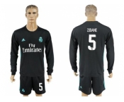 Real Madrid #5 Zidane Away Long Sleeve Soccer Club Jersey