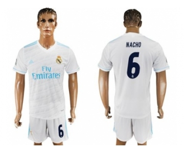 Real Madrid #6 Nacho White Home Soccer Club Jersey 2