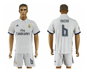 Real Madrid #6 Nacho White Home Soccer Club Jersey4