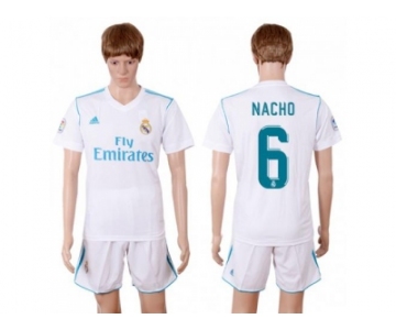 Real Madrid #6 Nacho White Home Soccer Club Jersey