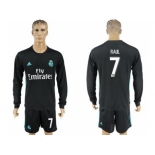 Real Madrid #7 Raul Away Long Sleeves Soccer Club Jersey