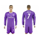 Real Madrid #7 Ronaldo Away Long Sleeves Soccer Club Jersey 1