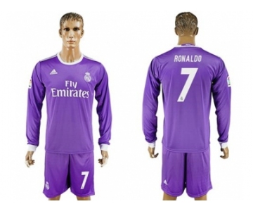 Real Madrid #7 Ronaldo Away Long Sleeves Soccer Club Jersey 1