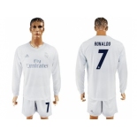 Real Madrid #7 Ronaldo Marine Environmental Protection Home Long Sleeves Soccer Club Jersey