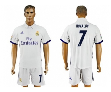 Real Madrid #7 Ronaldo White Home Soccer Club Jersey 3