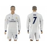 Real Madrid #7 Rual White Home Long Sleeves Soccer Club Jersey