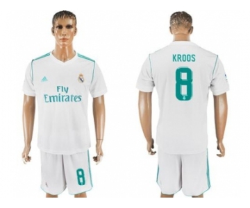 Real Madrid #8 Kroos White Home Soccer Club Jersey 1