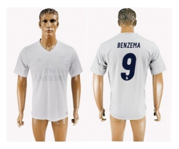 Real Madrid #9 Benzema Marine Environmental Protection Home Soccer Club Jersey 1