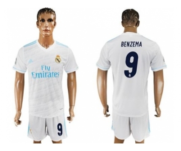 Real Madrid #9 Benzema White Home Soccer Club Jersey 2