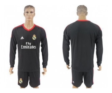 Real Madrid Blank Black Goalkeeper Long Sleeves Soccer Club Jersey