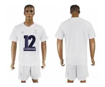 Real Madrid Blank Champions White Soccer Club Jersey