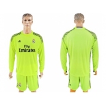 Real Madrid Blank Shiny Green Goalkeeper Long Sleeves Soccer Club Jersey