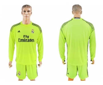 Real Madrid Blank Shiny Green Goalkeeper Long Sleeves Soccer Club Jersey