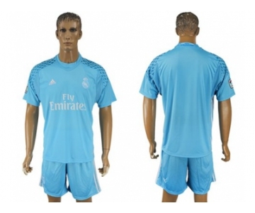 Real Madrid Blank Sky Blue Goalkeeper Soccer Club Jersey 1