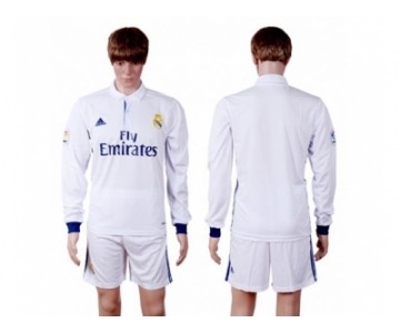 Real Madrid Blank White Home Long Sleeves Soccer Club Jersey 1