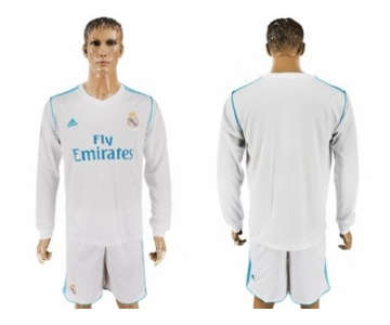 Real Madrid Blank White Home Long Sleeves Soccer Club Jersey