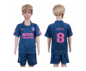 Atletico Madrid #8 Saul Sec Away Kid Soccer Club Jersey