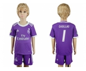 Real Madrid #1 Casillas Away Kid Soccer Club Jersey