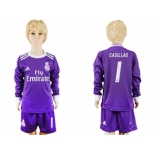 Real Madrid #1 Casillas Away Long Sleeves Kid Soccer Club Jersey