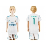 Real Madrid #1 I Casillas White Home Kid Soccer Club Jersey