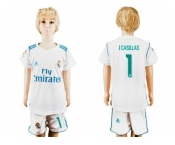 Real Madrid #1 I Casillas White Home Kid Soccer Club Jersey