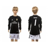 Real Madrid #1 Navas Black Goalkeeper Long Sleeves Kid Soccer Club Jersey