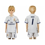 Real Madrid #1 Navas White Home Kid Soccer Club Jersey1