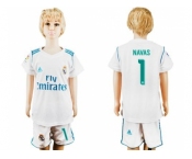 Real Madrid #1 Navas White Home Kid Soccer Club Jersey