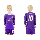 Real Madrid #10 James Away Long Sleeves Kid Soccer Club Jersey