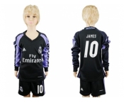 Real Madrid #10 James Sec Away Long Sleeves Kid Soccer Club Jersey