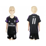 Real Madrid #11 Bale Black Kid Soccer Club Jersey