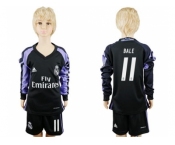 Real Madrid #11 Bale Sec Away Long Sleeves Kid Soccer Club Jersey