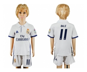 Real Madrid #11 Bale White Home Kid Soccer Club Jersey1