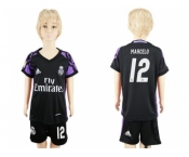 Real Madrid #12 Marcelo Black Kid Soccer Club Jersey