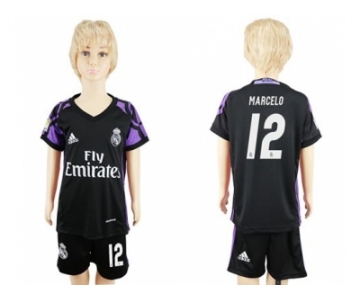 Real Madrid #12 Marcelo Black Kid Soccer Club Jersey