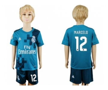 Real Madrid #12 Marcelo Sec Away Kid Soccer Club Jersey