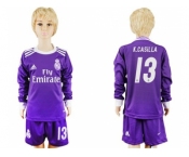 Real Madrid #13 K.Casilla Away Long Sleeves Kid Soccer Club Jersey