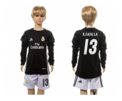 Real Madrid #13 K.Casilla Black Goalkeeper Long Sleeves Kid Soccer Club Jersey